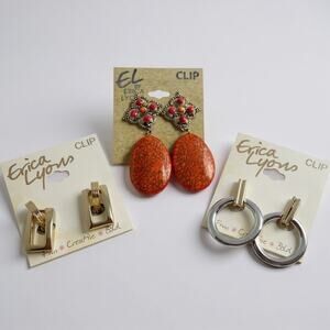 Erica Lyons NWT Clip-On Earrings Bundle. Gold, Silver & Statement. Vintage Glam